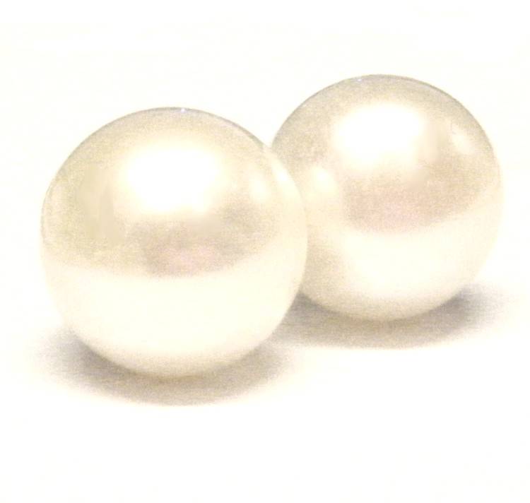 White 12.5mm Pearl Button Silver Stud Earring
